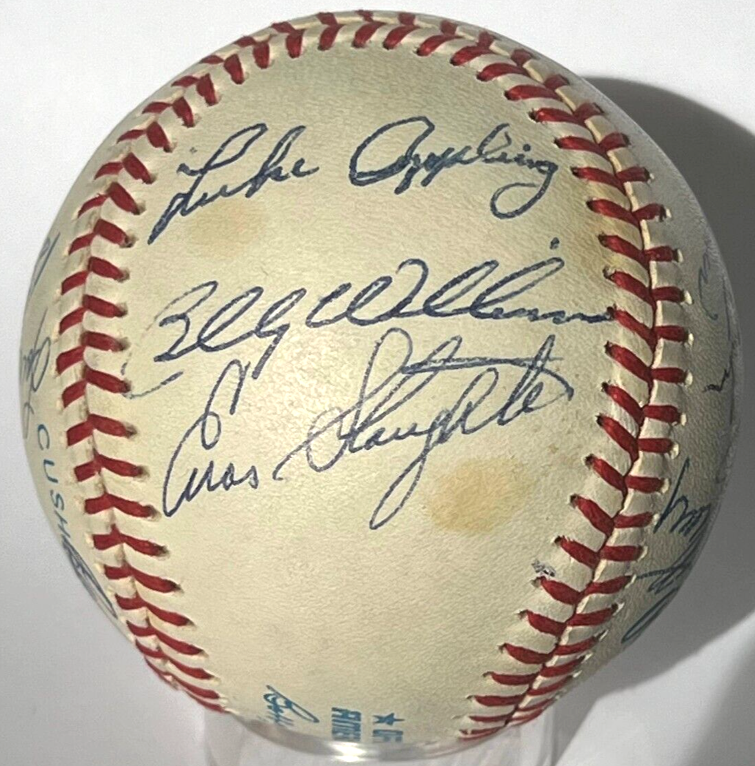 Hall of Fame Multi Signed Baseball. 14 Autographs Mathews, Spahn Berra Kaline Kiner Sewell, JSA