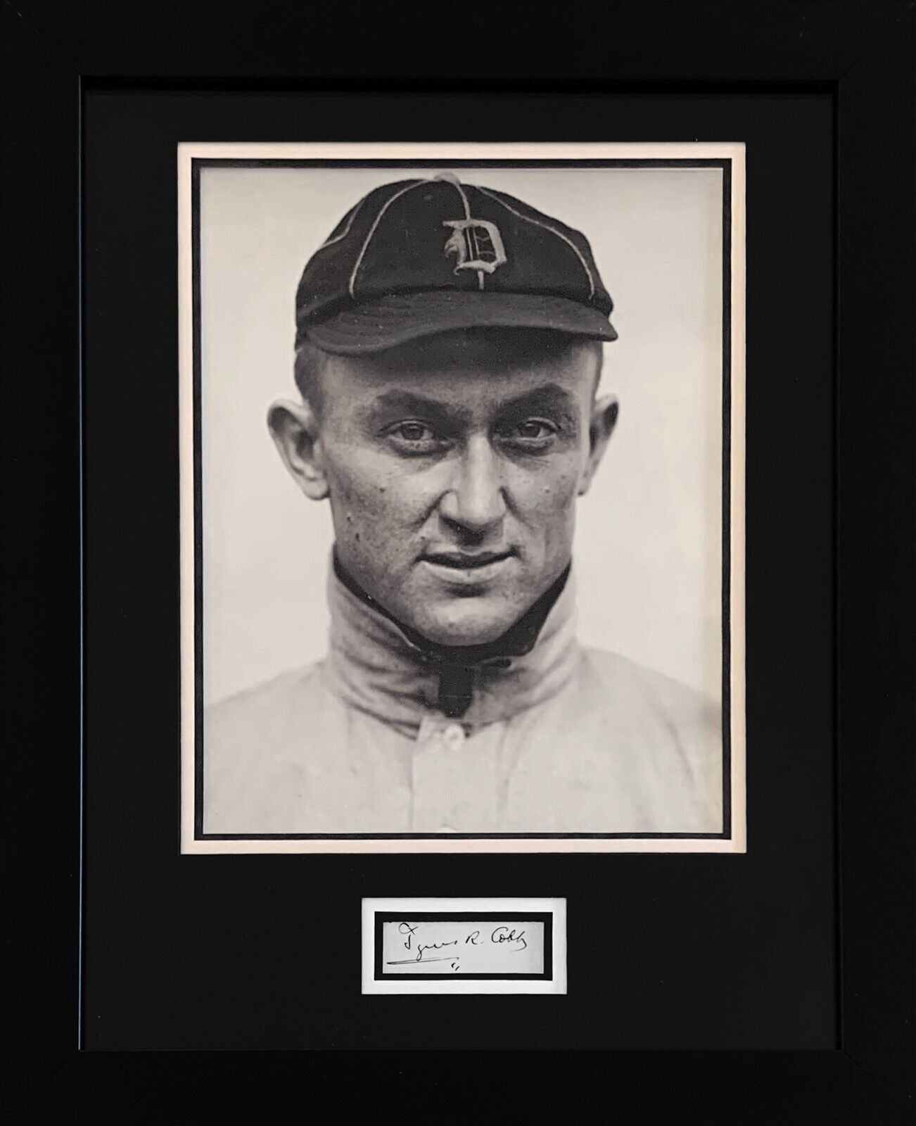 Vintage Tyrus Ty Cobb Signed Autograph Photo Display. Auto Signature PSA.