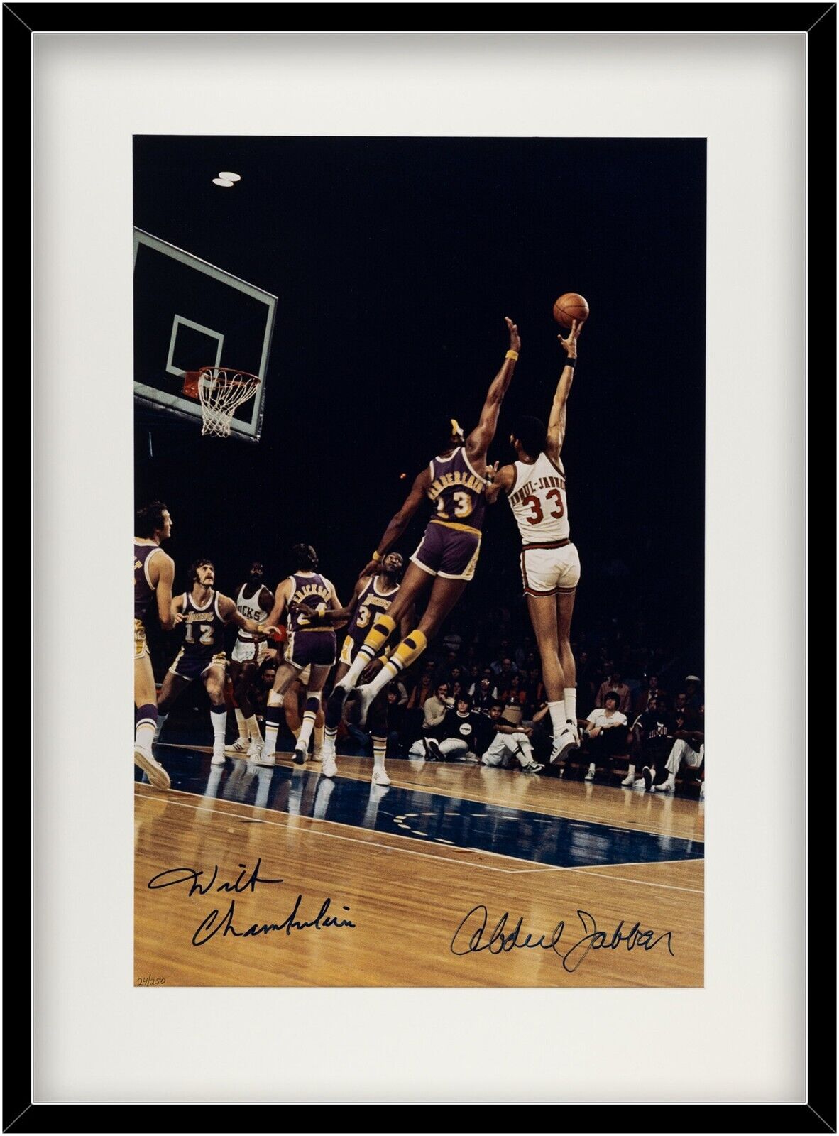 1973 Wilt Chamberlain Kareem Abdul-Jabbar Signed 32x24" Autograph Beckett LOA