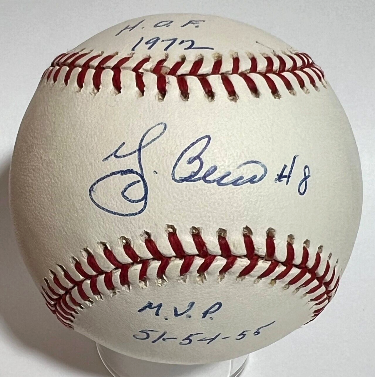 Yogi Berra Signed Baseball with HOF 1972 MVP