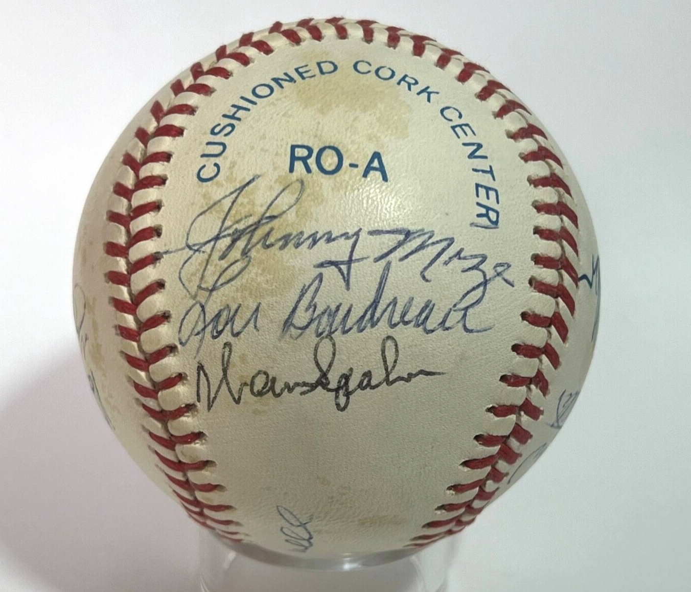 Hall of Fame Multi Signed Baseball. 11 Autographs Spahn Berra Kaline Kiner Sewell, JSA