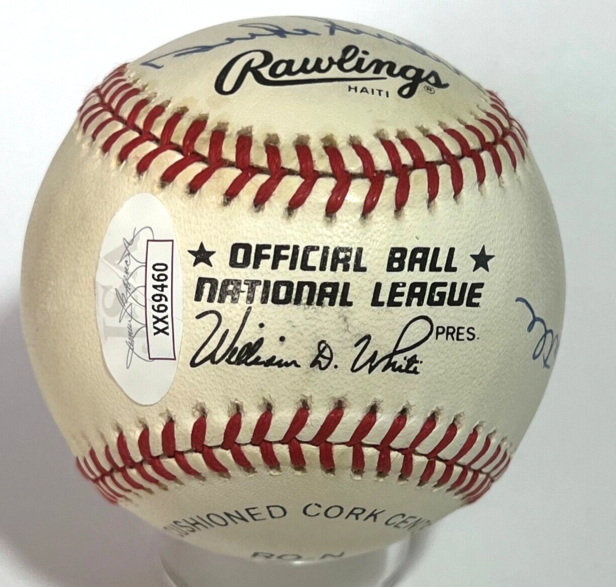 NY Centerfielders Mickey Mantle Willie Mays Duke Snider Signed Baseball JSA Auto