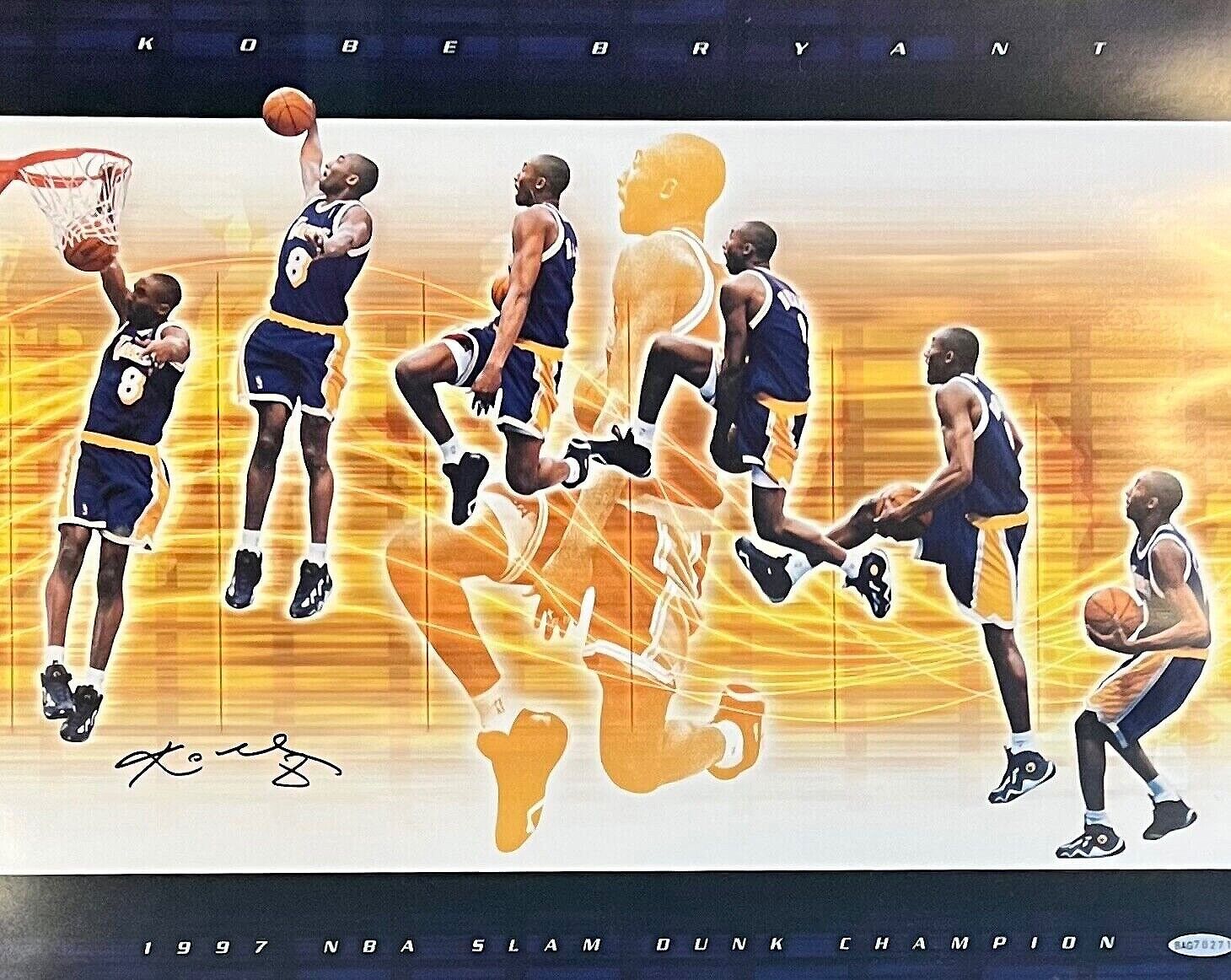 Rookie Kobe Bryant Signed Photo, 1997 Slam Dunk Contest Champion. Upper Deck UDA