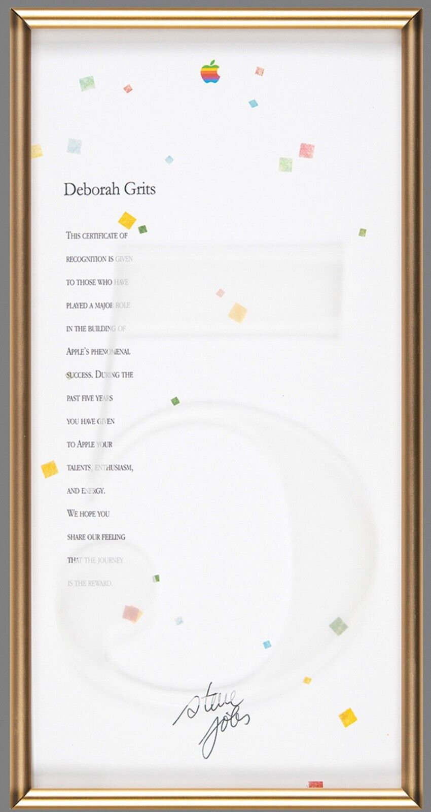 Steve Jobs Signed Apple Document with Logo. Rare Autograph. PSA