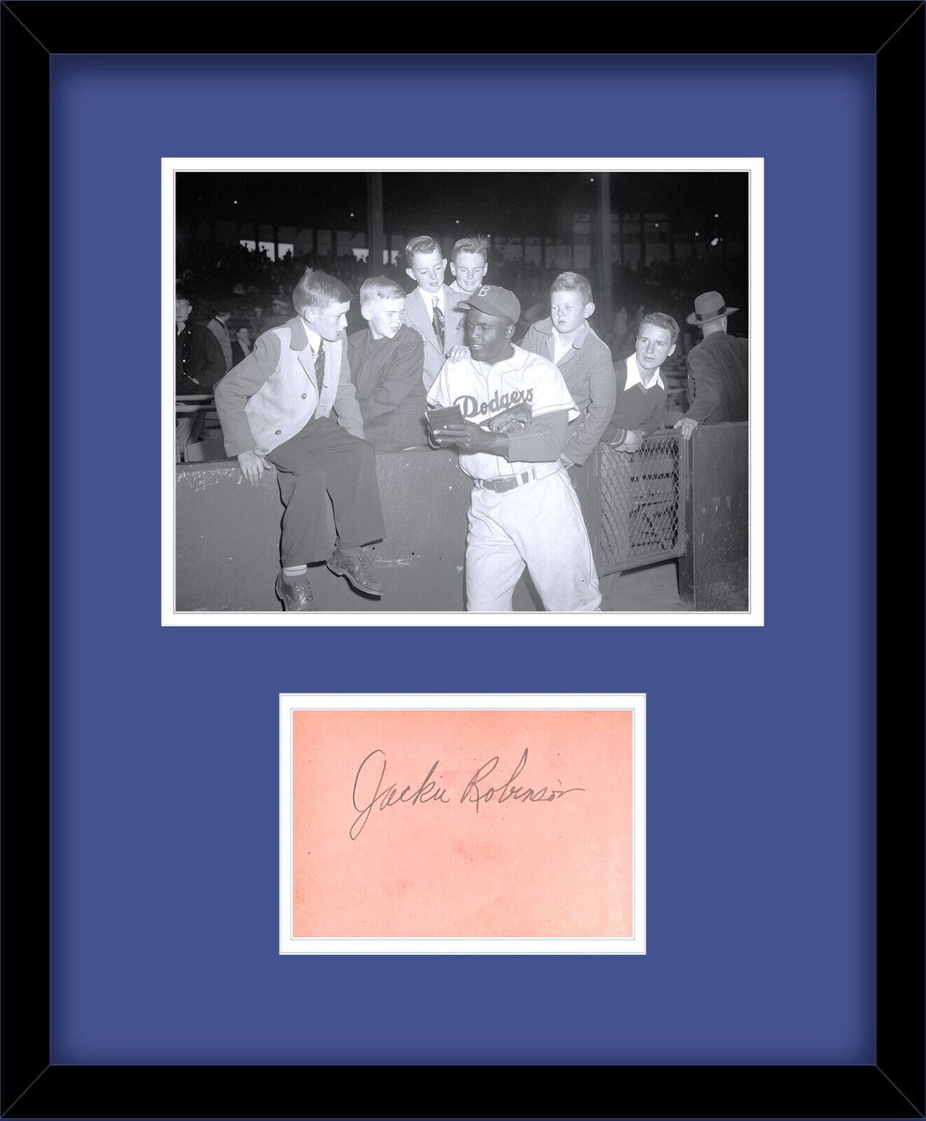 Jackie Robinson Signed Autograph Album Cut Framed Brooklyn Dodgers Auto PSA LOA