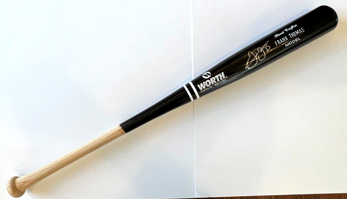 Frank Thomas Signed Inscription 35 Baseball Bat Worth Auto Autograph JSA