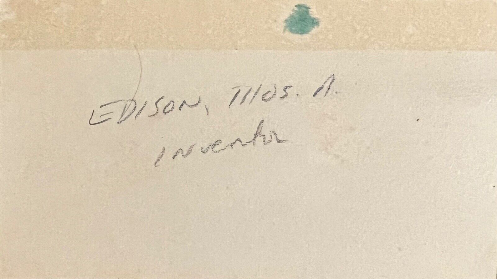 THOMAS EDISON Signed Autograph Card, Framed Display. Famous Umbrella Signature. JSA