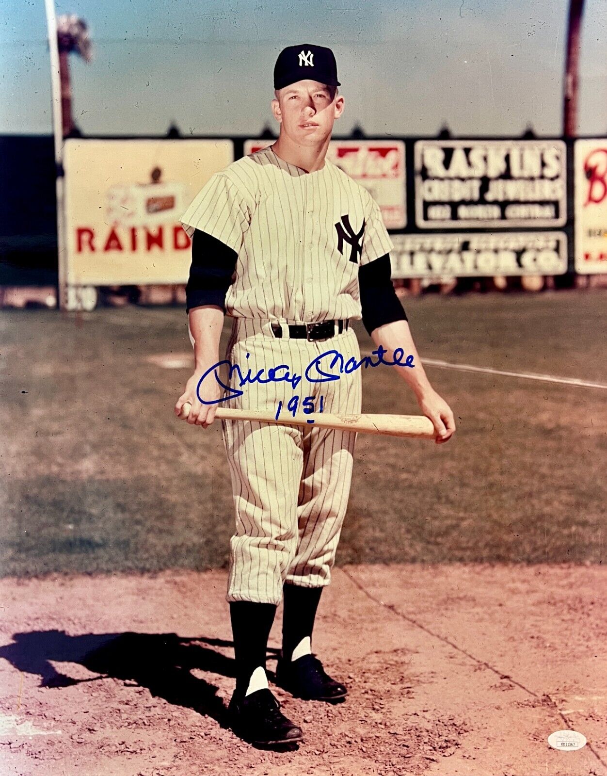 1951 Rookie Mickey Mantle Inscription Signed 16x20 Framed Photo Yankees Auto JSA