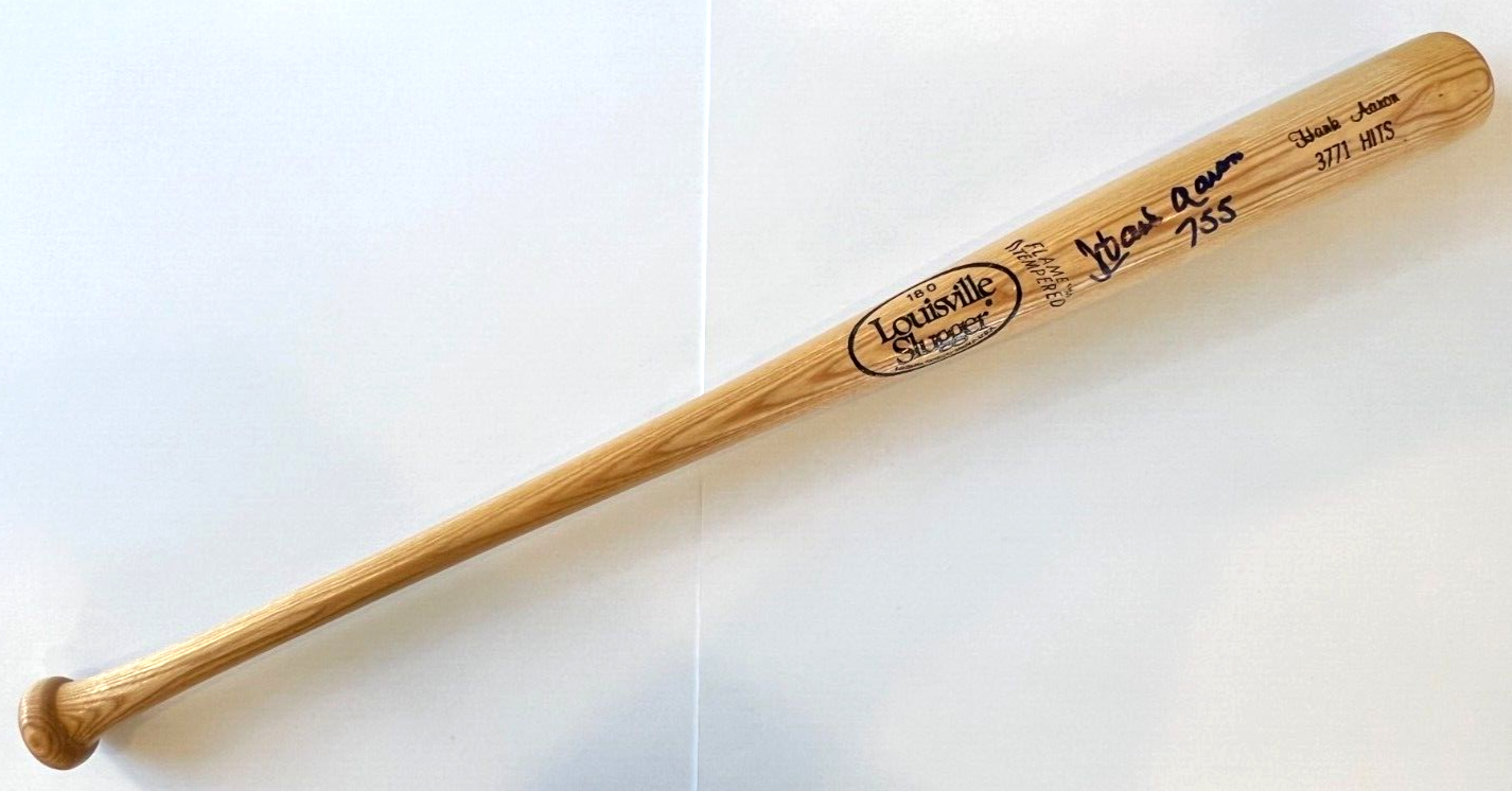 Hank Aaron 755 Inscription Signed Baseball Bat Louisville Slugger Auto JSA