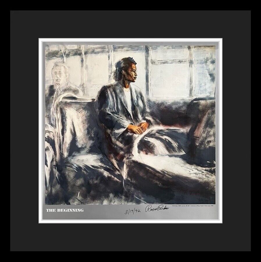 Rosa Parks Signed Original Poster, Sitting on Bus. Civil Rights Movement. JSA