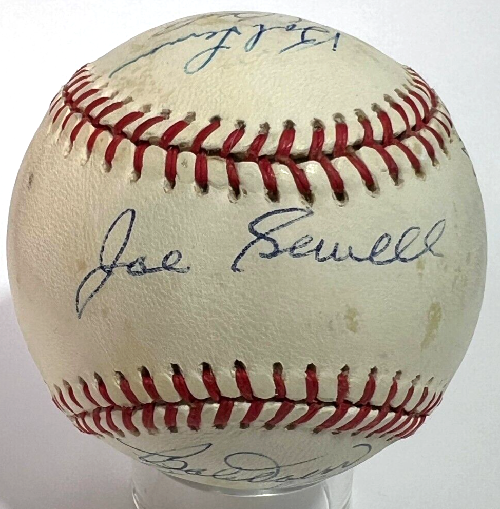 Hall of Fame Multi Signed Baseball. 11 Autographs Spahn Berra Kaline Kiner Sewell, JSA