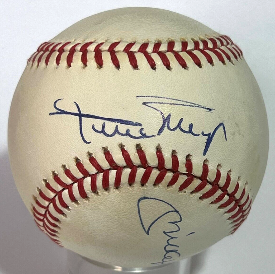 NY Centerfielders Mickey Mantle Willie Mays Duke Snider Signed Baseball JSA Auto