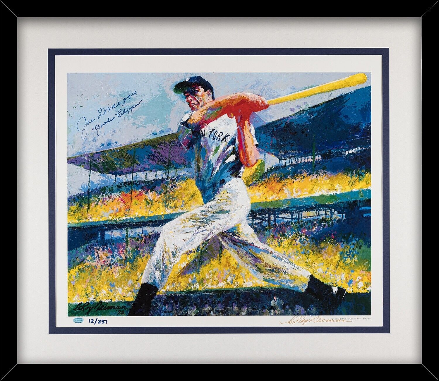 Joe DiMaggio Signed Inscribed Yankee Clipper Autograph. Leroy Neiman Lithograph.