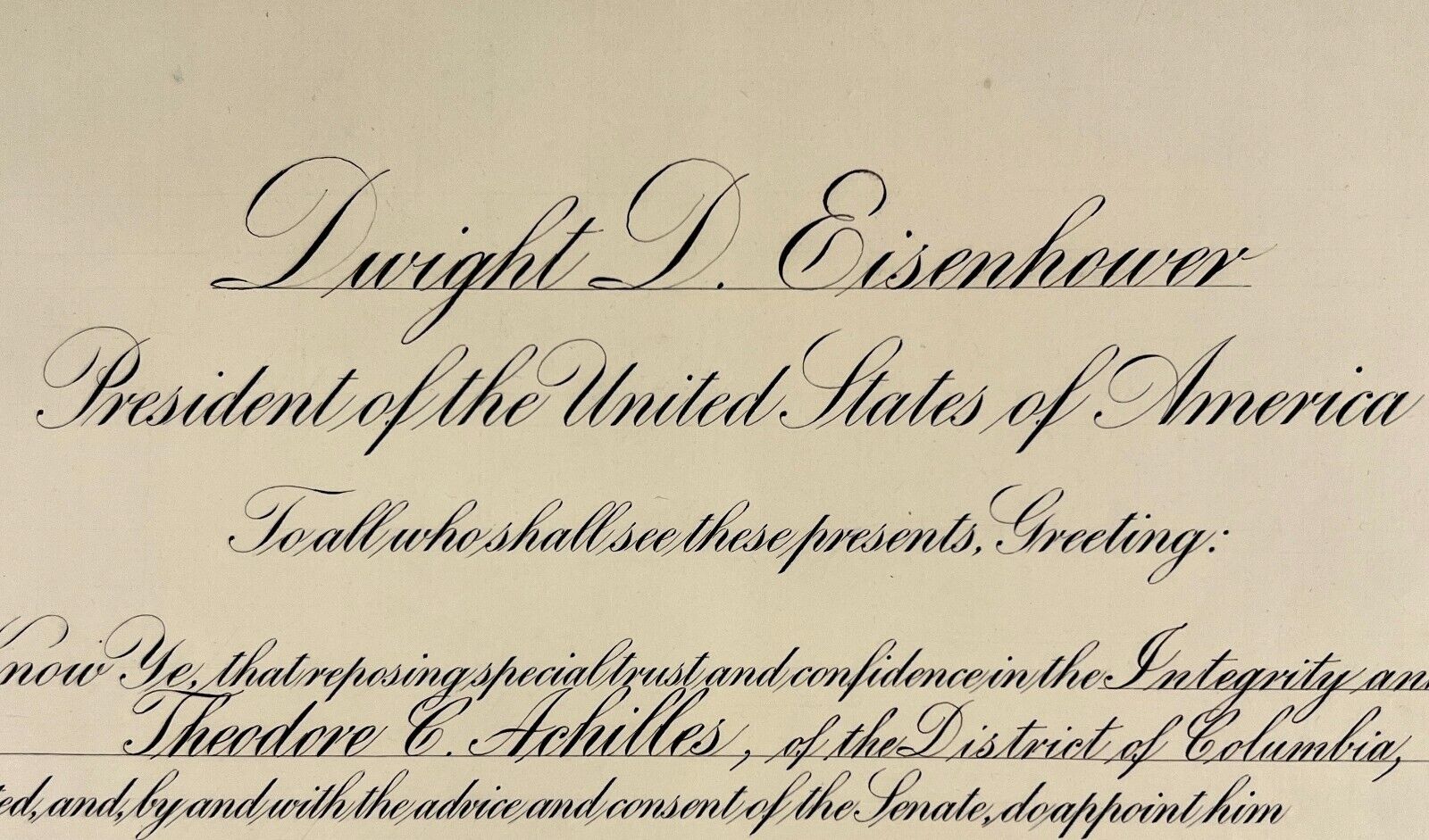 Dwight D. Eisenhower Signed Presidential Appointment Document JSA Auto Signature