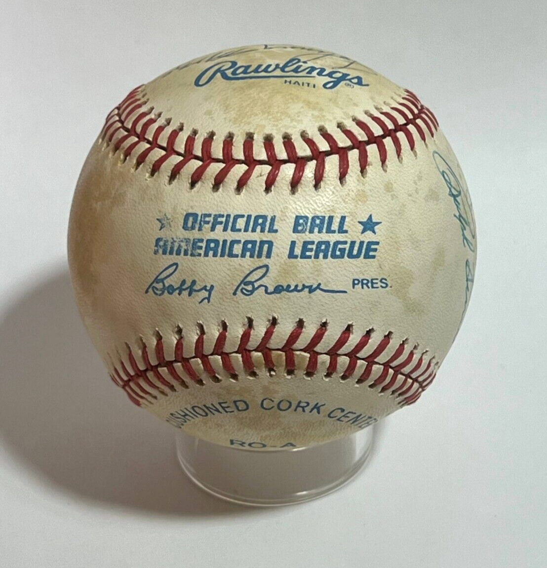 Hall of Fame Multi Signed Baseball. 13 Autographs Spahn Berra Kaline Kiner Sewell. JSA