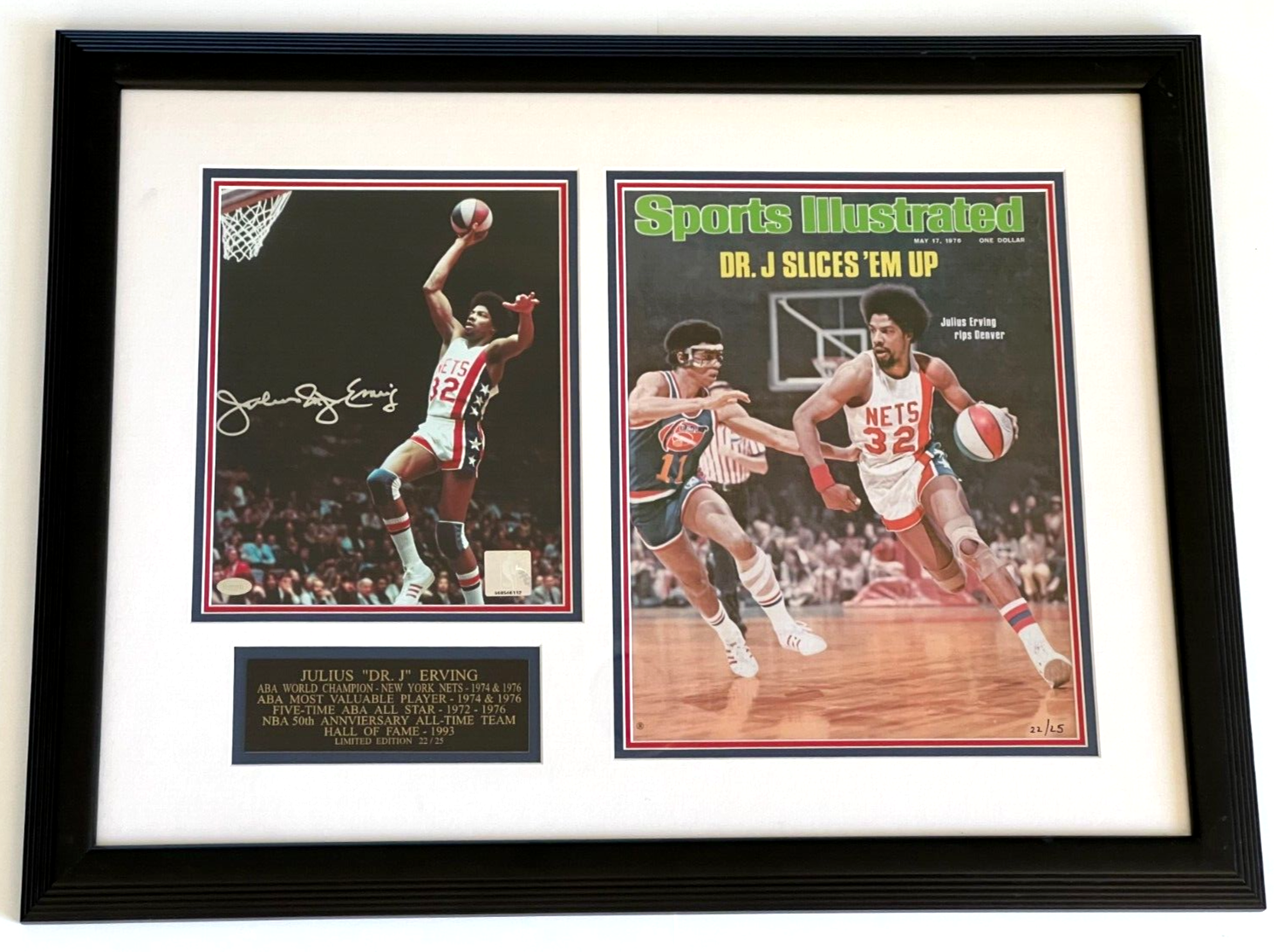 Julius Dr J Erving Signed 8x10 Photo Limited Edition Sports Illustrated Auto COA
