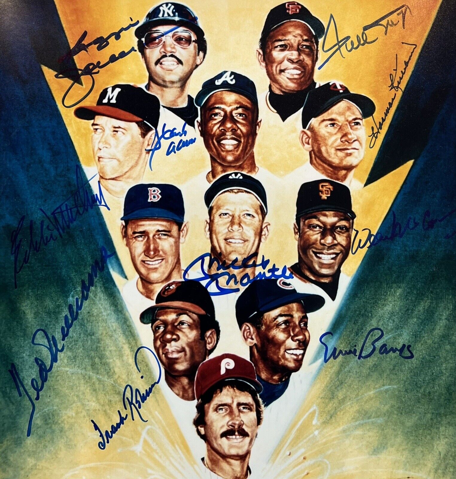 Mantle Williams Aaron Mays & More 500 Home Run Club Signed Photo, 10 Autos. JSA