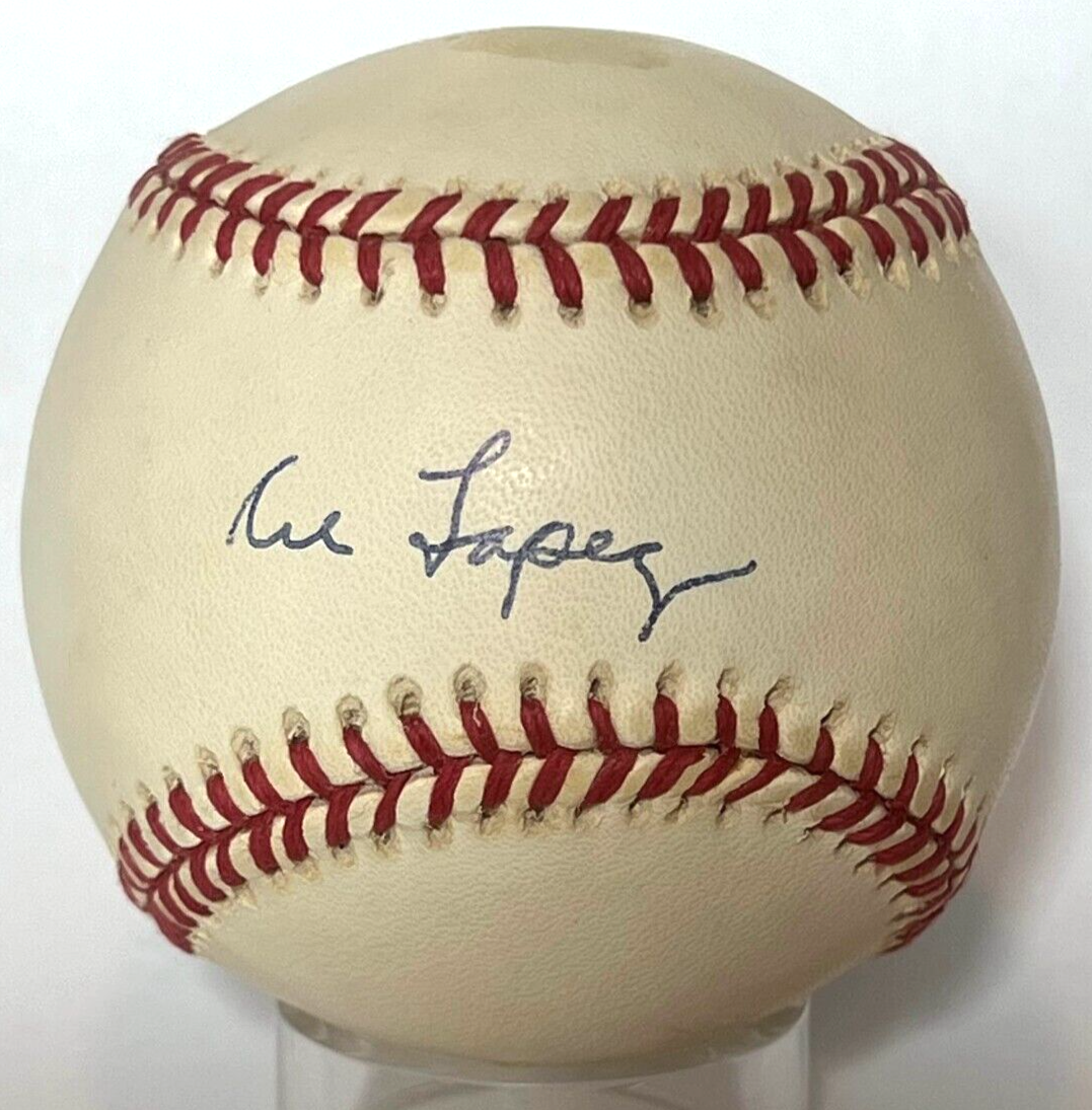 Al Lopez Single Signed Autograph Baseball Brooklyn Dodgers. JSA signature.