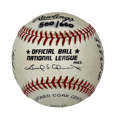 Willie Mays Signed &amp; Career Stats Inscribed Limited Edition Baseball. JSA LOA5