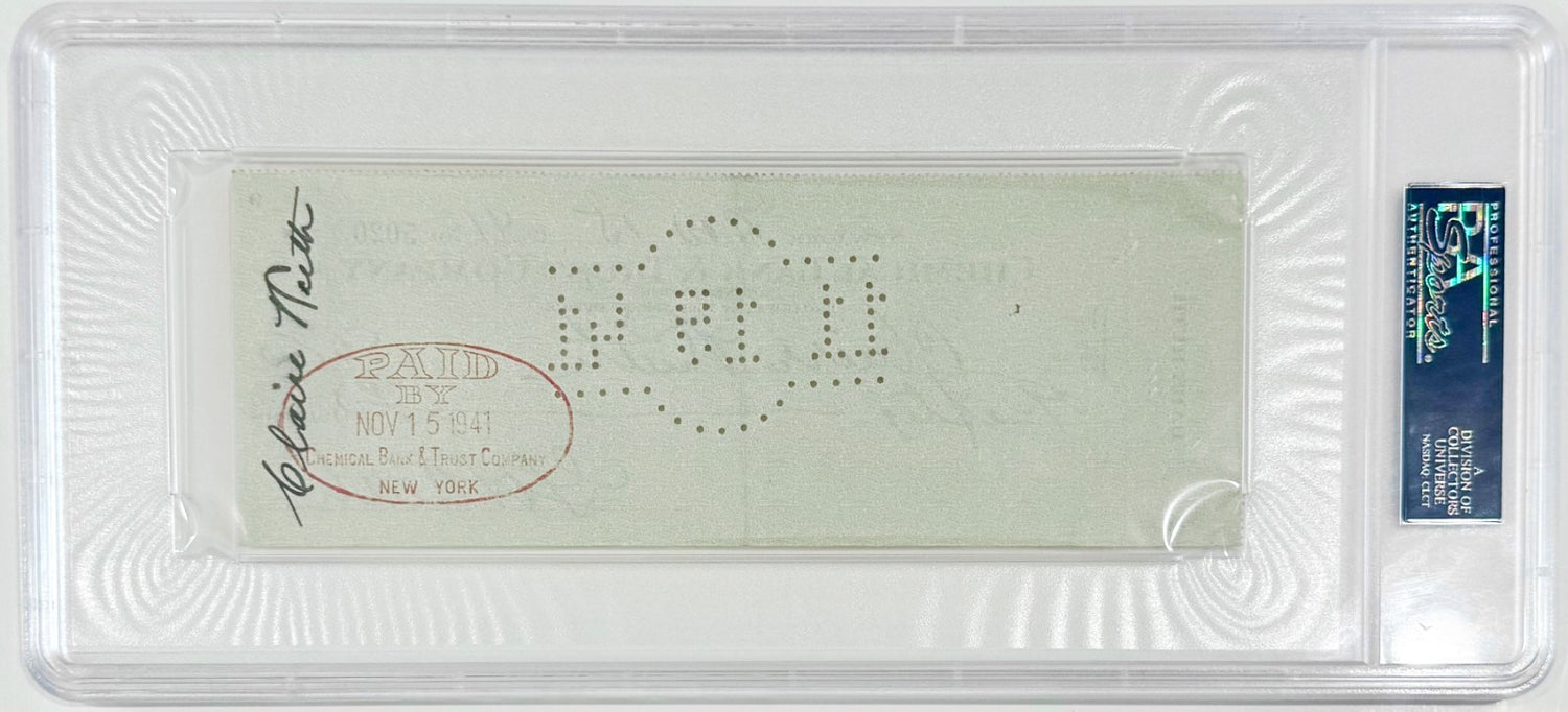 Babe Ruth Signed Check, Outstanding Eye Appeal. Mint Condition. PSA 92