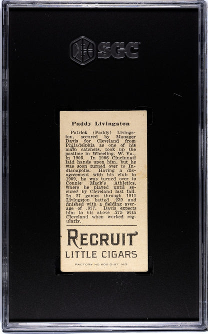 1912 Recruit Little Cigars T207 Paddy Livingston SGC Authentic1