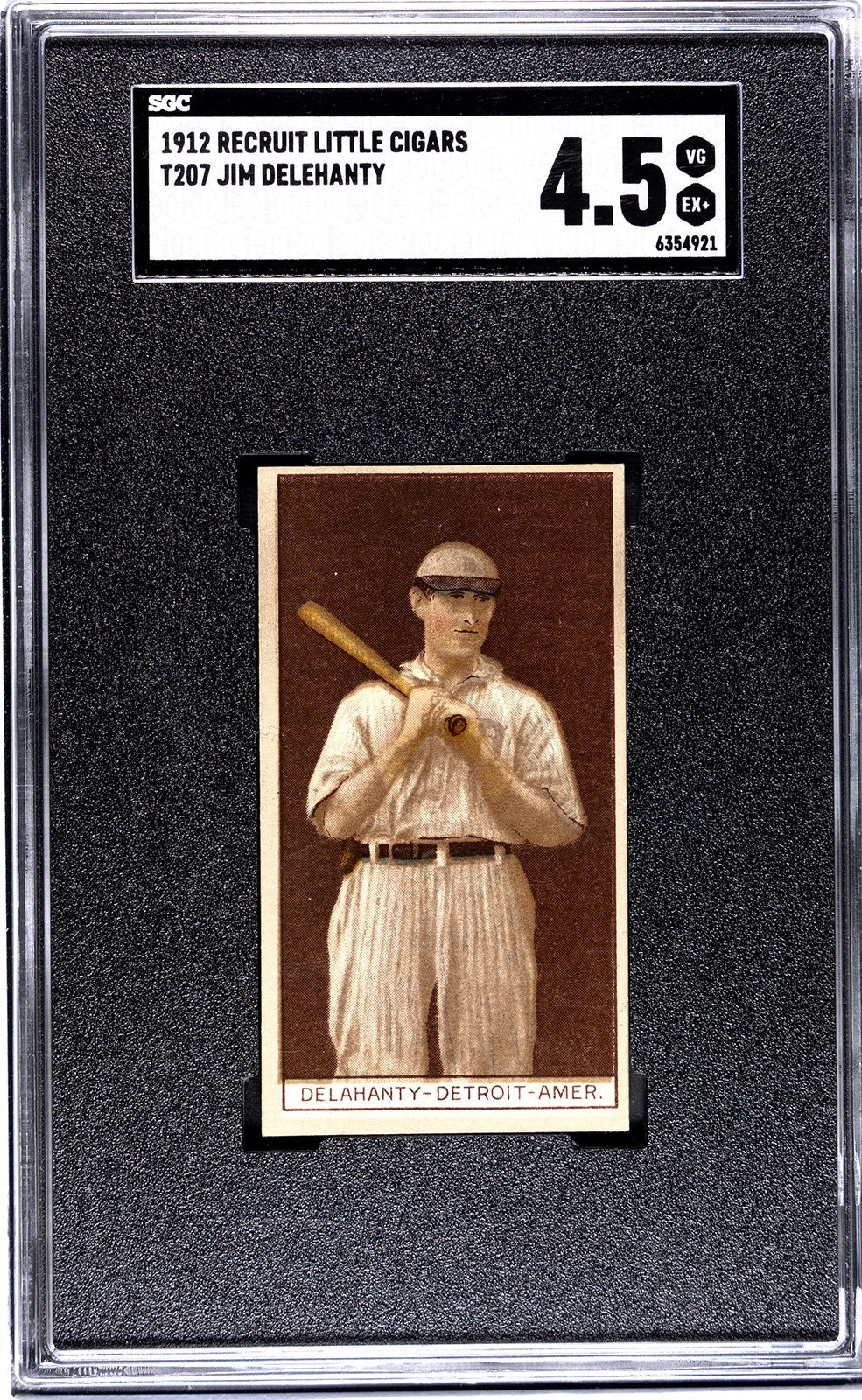 1912 Recruit Little Cigars T207 Jim Delehanty SGC 4.50