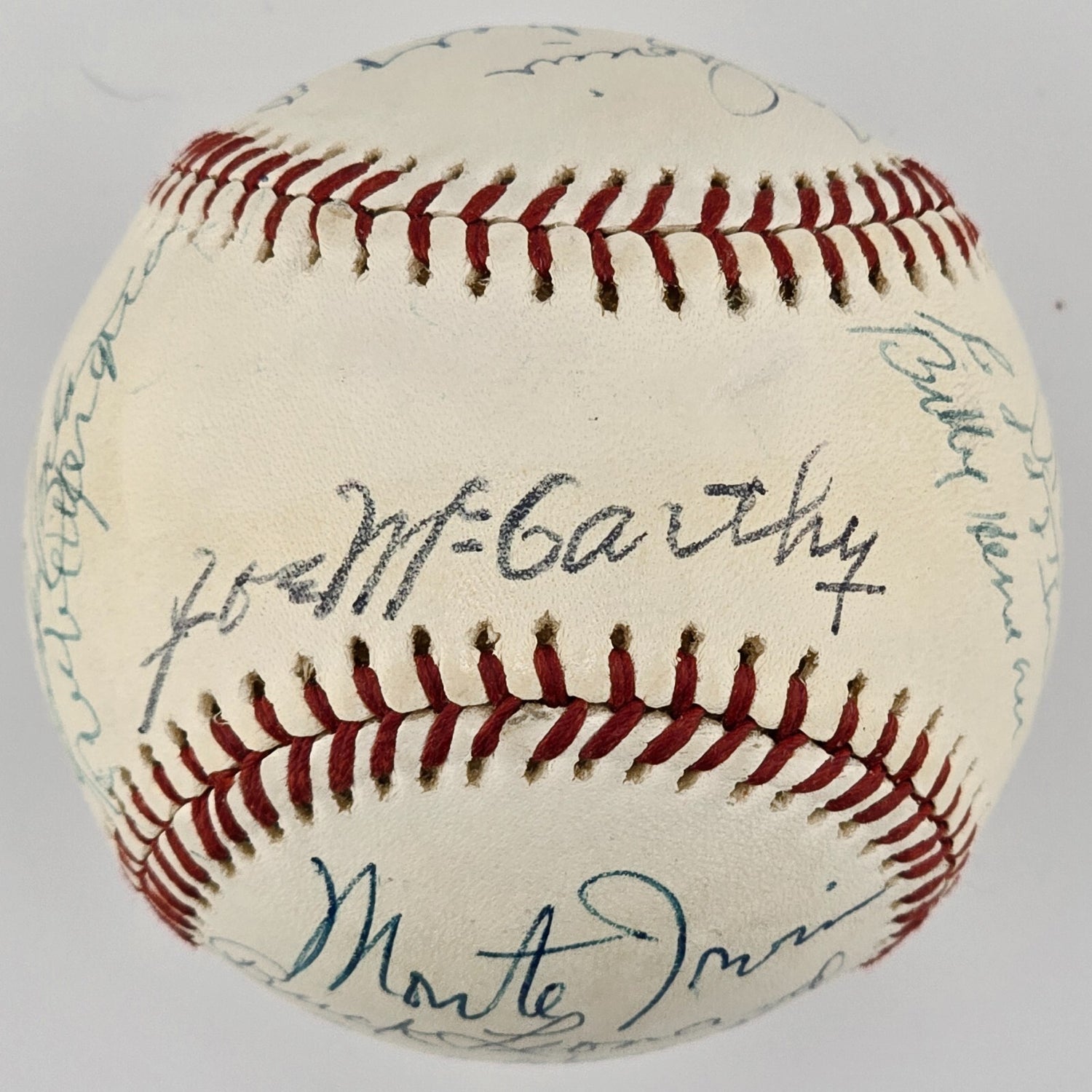 1970s Hall of Fame Signed Baseball. 18 Sigs. Marquard, Cronin, Hoyt, Grimes. PSA0