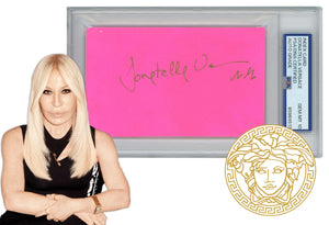 Donatella Versace Signed Index Card. PSA Auto Grade Gem Mint 10