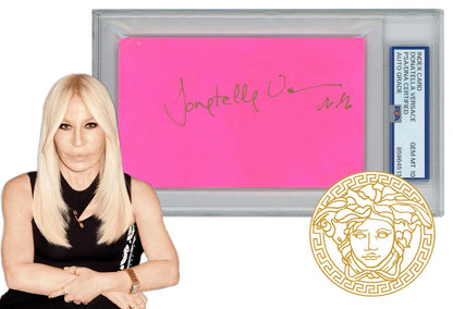 Donatella Versace Signed Index Card. PSA Auto Grade Gem Mint 100
