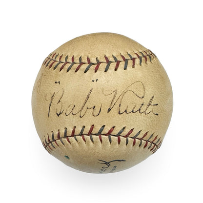 Babe Ruth &amp; Lou Gehrig Dual Signed Official American League Baseball. PSA JSA1