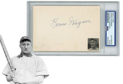 Honus Wagner Signed Index Card Autograph. Auto PSA0