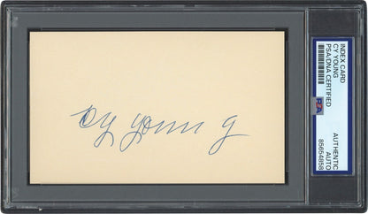 Cy Young Autograph, Signed 3" x 5" Index Card. Auto PSA1