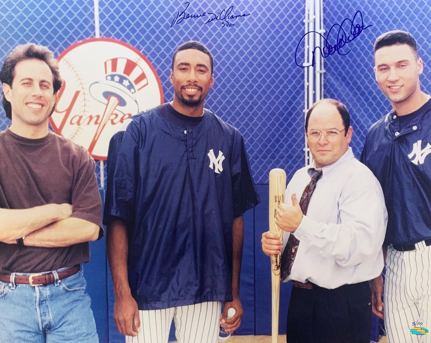 Derek Jeter &amp; Bernie Williams Signed Seinfeld Photo. LE /100. Auto Steiner