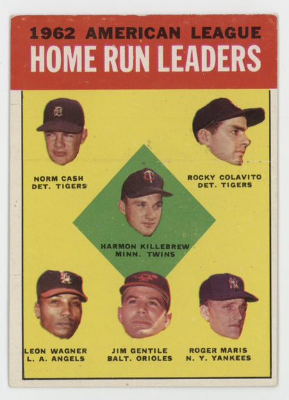 1962 American League Home Run Leaders 1963 Topps 