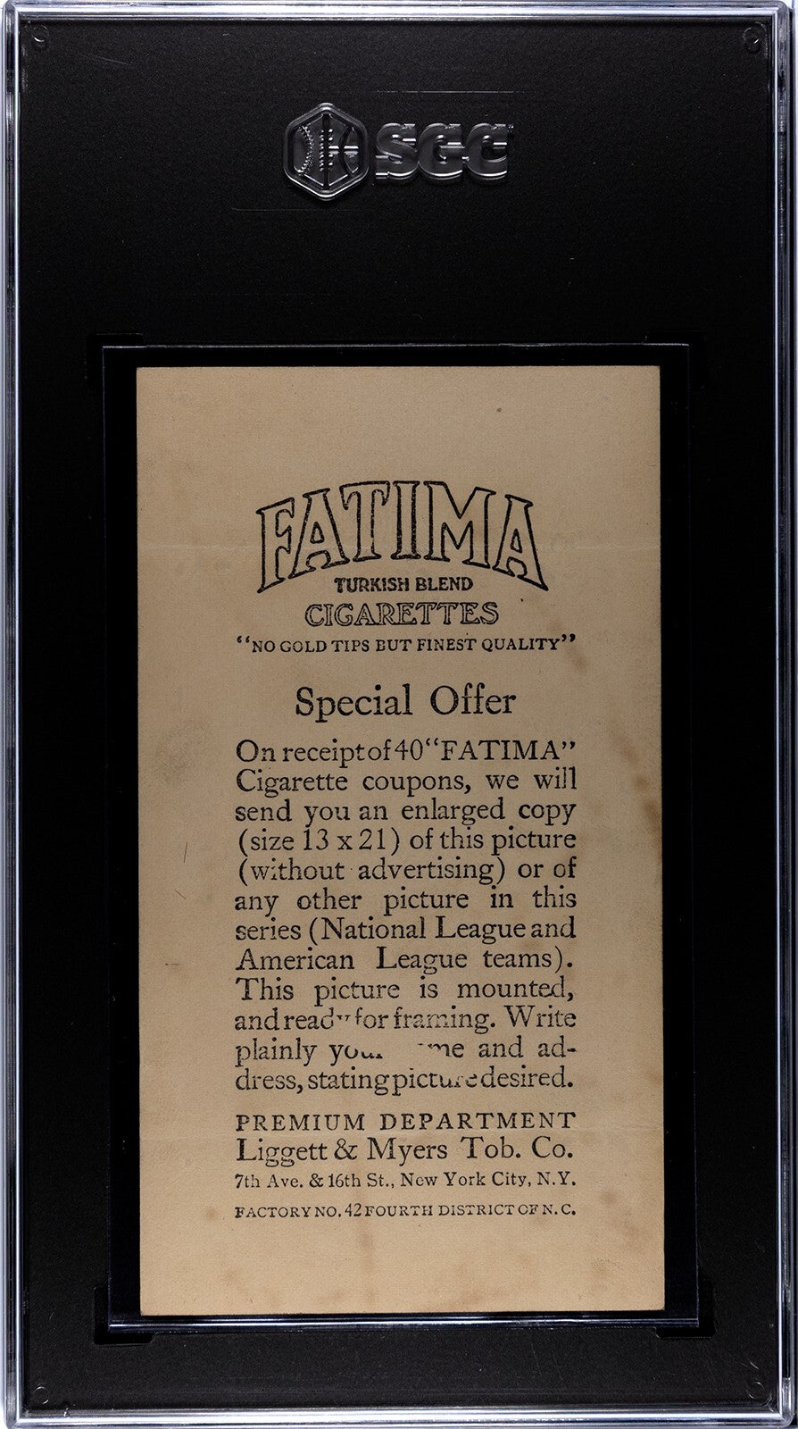 1913 Fatima T200 Pittsburgh Nationals. Honus Wagner SGC 2.51