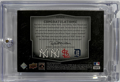2008 Upper Deck, Babe Ruth Lou Gehrig Stan Musial Ty Cobb.  Game Used Patch /251