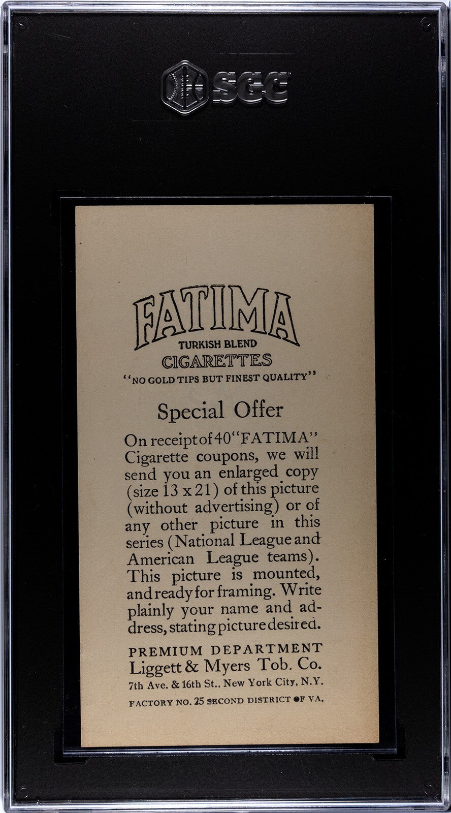 1913 Fatima T200 Boston Americans, Tris Speaker. SGC 4.1