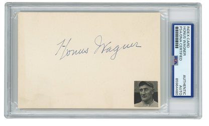 Honus Wagner Signed Index Card Autograph. Auto PSA1