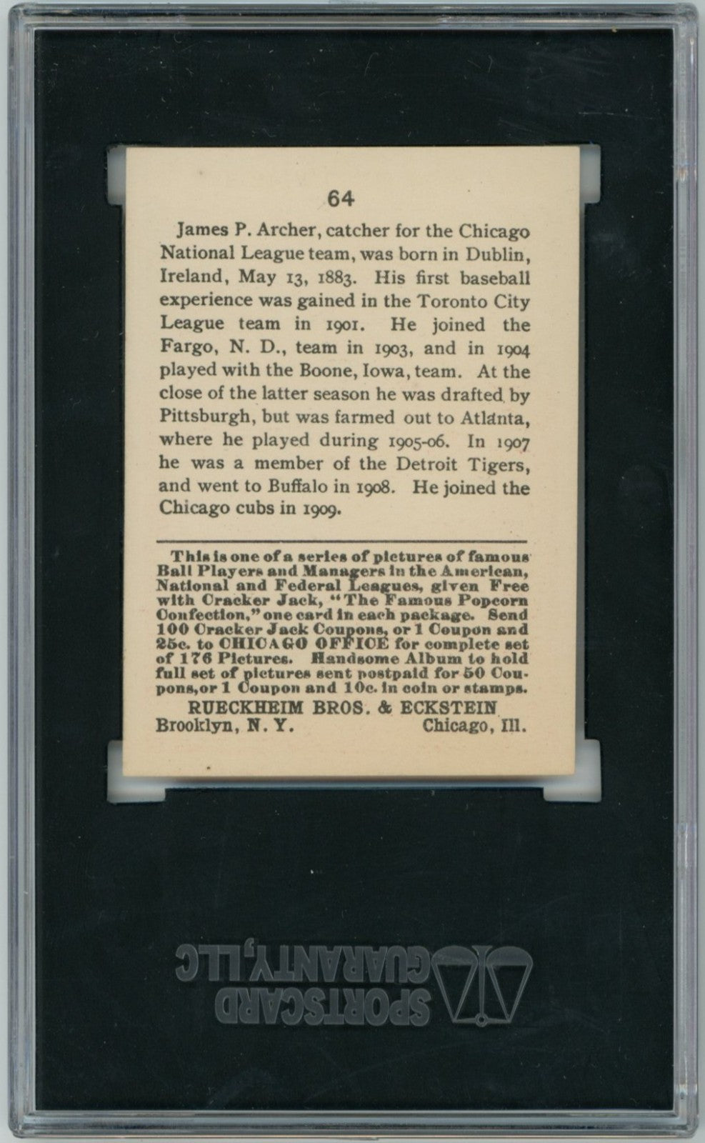 1915 Cracker Jimmy Archer SGC 81