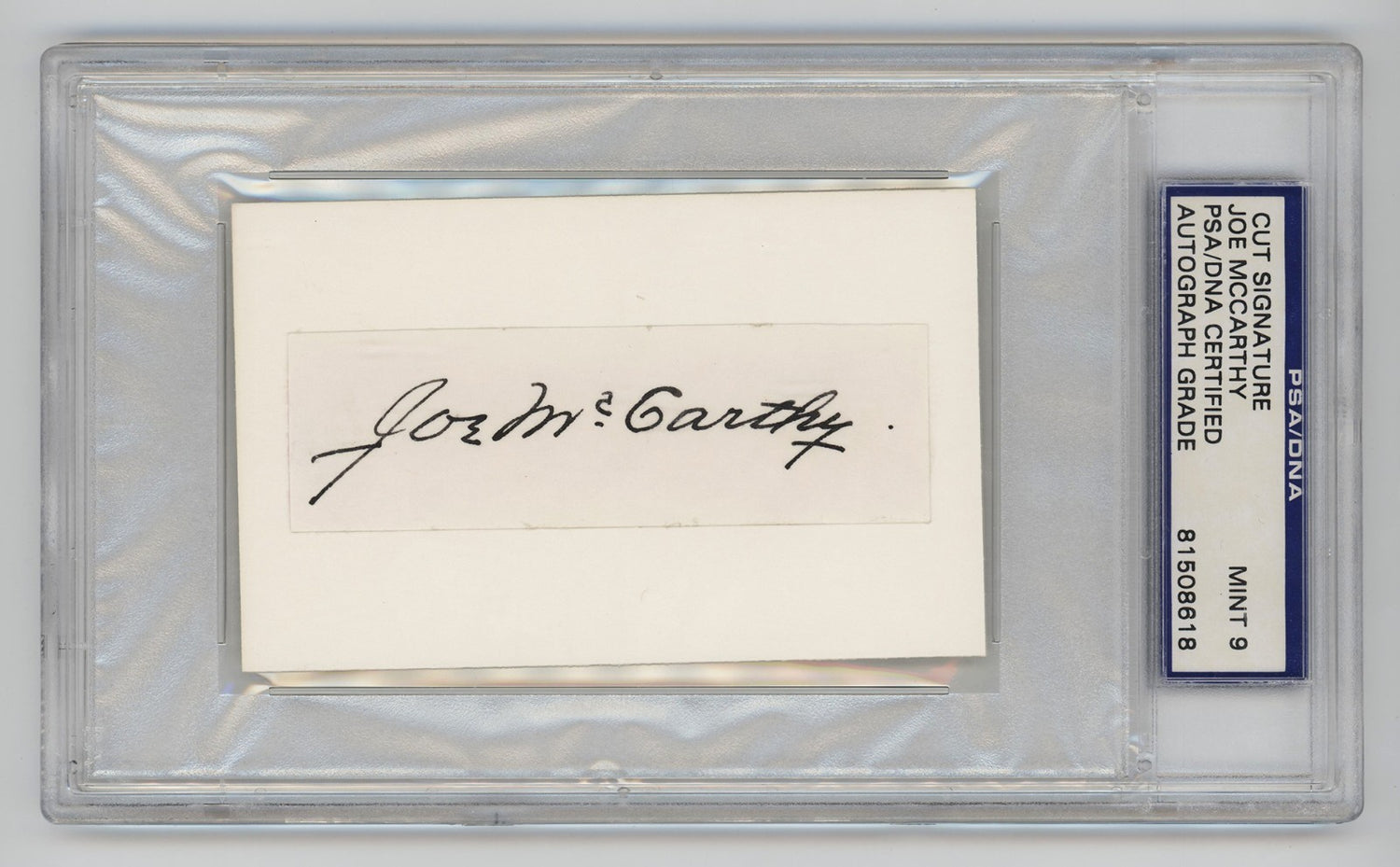 Joe McCarthy Signed Autograph. PSA 9. New York Yankees Hall of Famer. Eakin0
