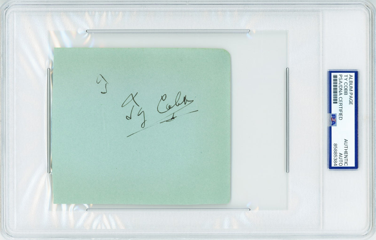Ty Cobb Signed Autograph Album Page. Auto PSA1