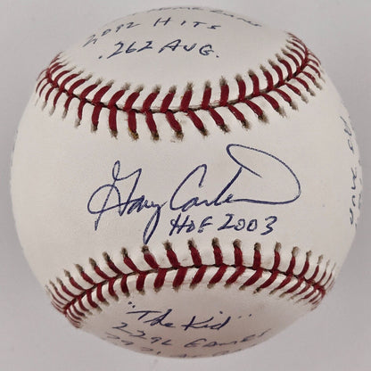 Gary Carter Signed &amp; Stats Inscribed Baseball. Hall Of Famer. Limited Edition