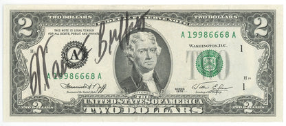 Warren Buffett Signed $2 Bill – The Oracle of Omaha!. JSA1