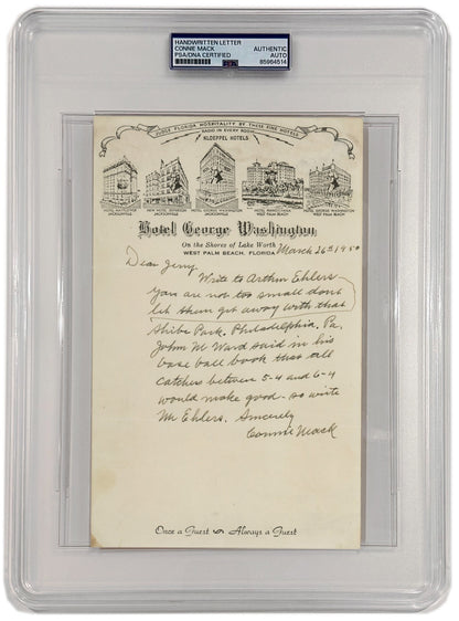 Connie Mack Handwritten Letter with Full Autograph. PSA JSA1