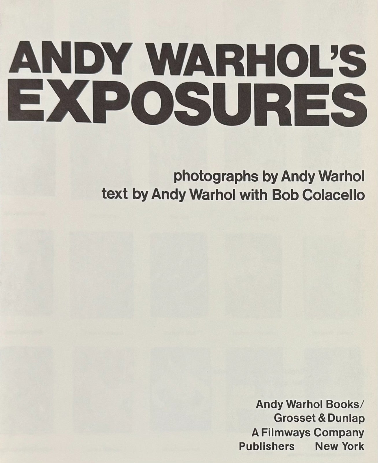 Andy Warhol Signed Exposures Book. PSA5
