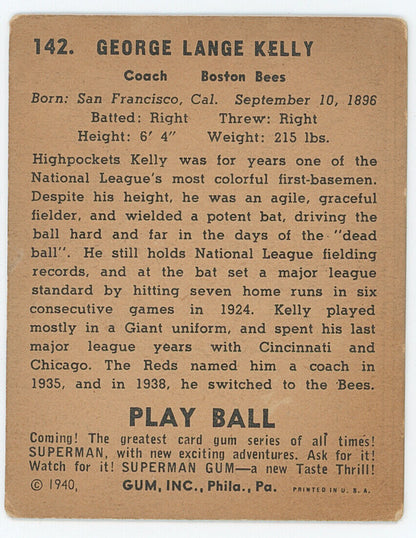 1940 Playball George Kelly. 