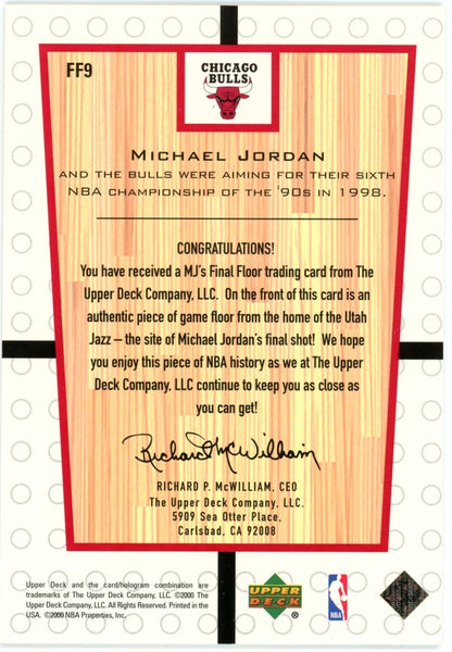 Michael Jordan 2000 Upper Deck Final Floor Game Used 1998 Finals Card. 
