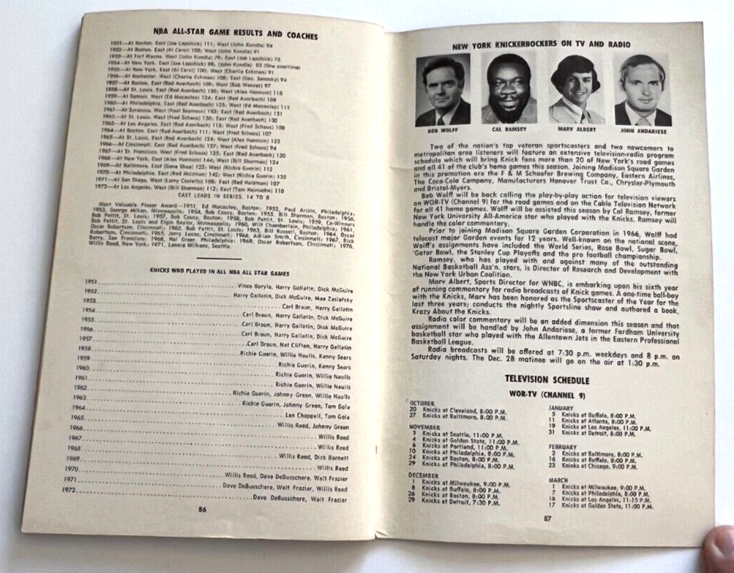 1972-73 New York Knicks Yearbook Madison Square Garden Press Media Guide NBA9