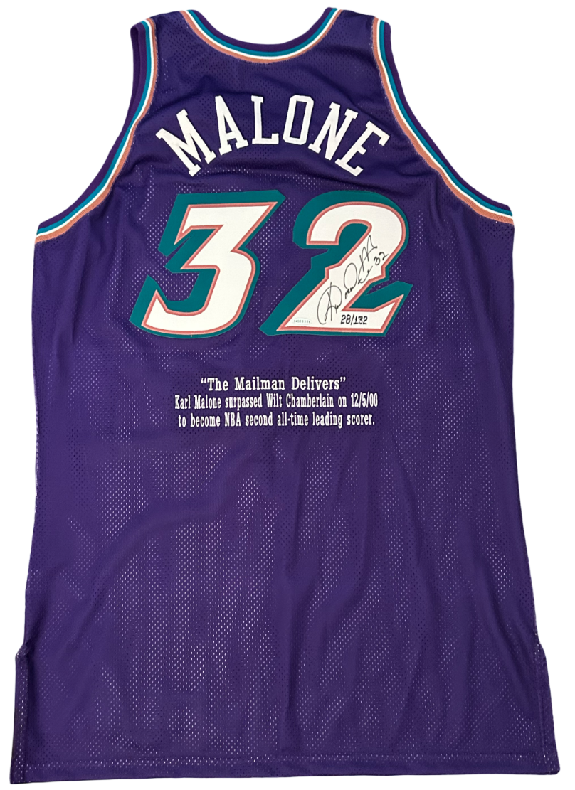 Karl Malone Signed Jersey, Utah Jazz Pro Cut, Champion 52. UDA Upper Deck0