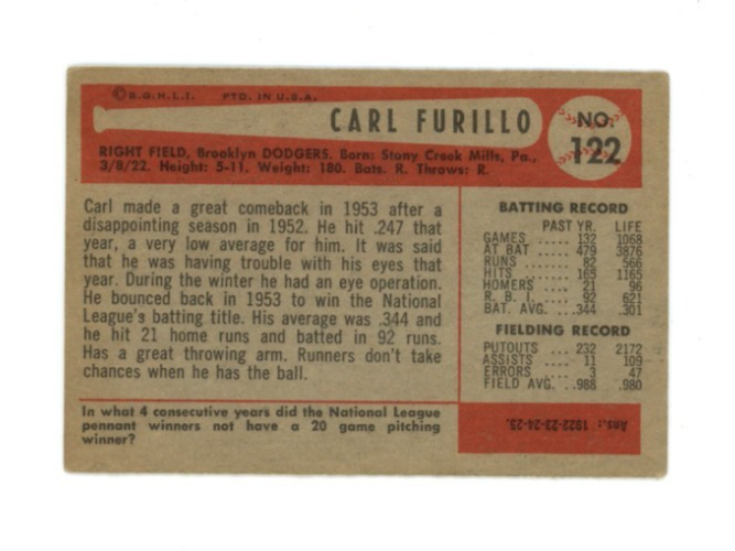1954 Bowman Carl Furillo1